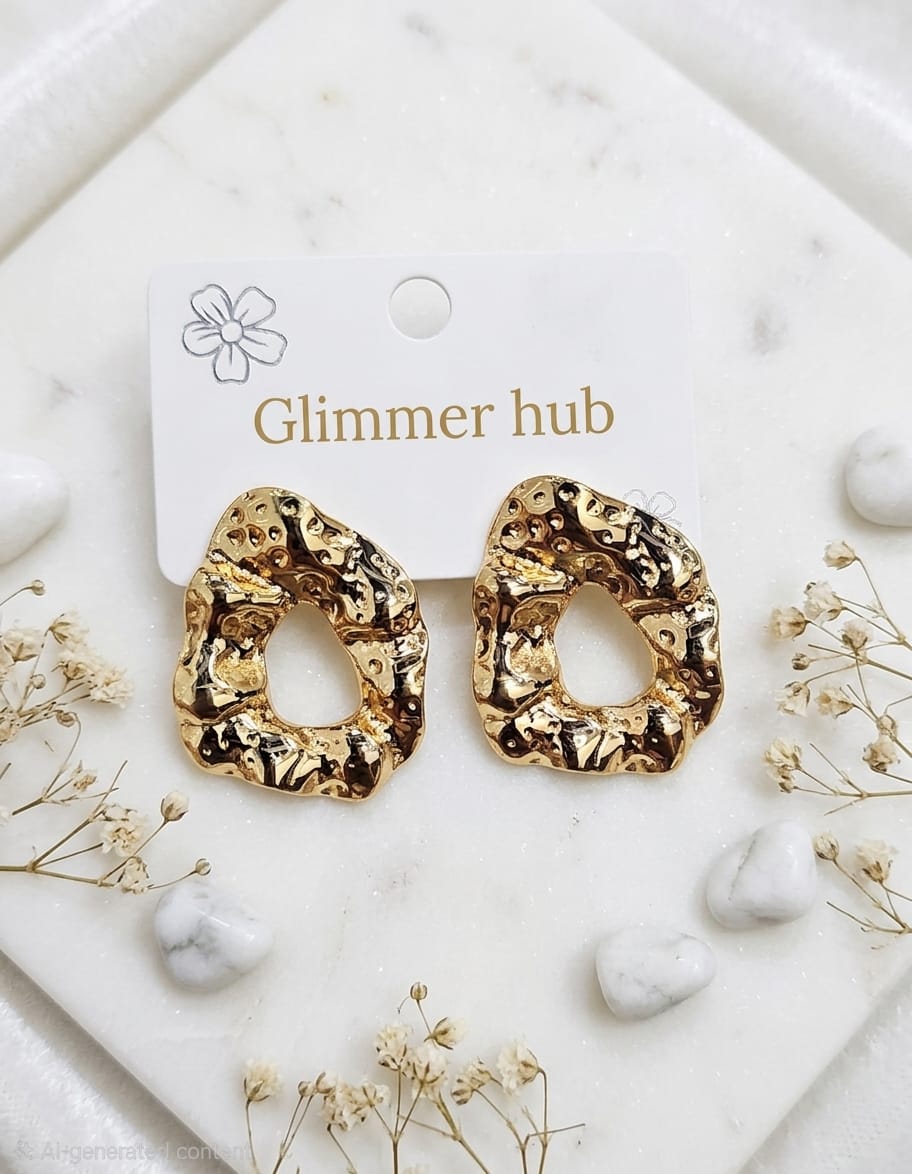 Abstract Textured Gold Statement Earrings for Women - Glimmer Hub