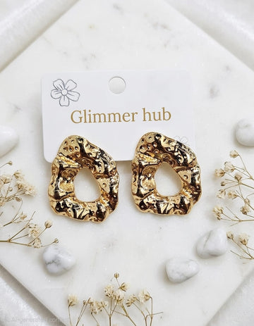 Abstract Textured Gold Statement Earrings for Women - Glimmer Hub