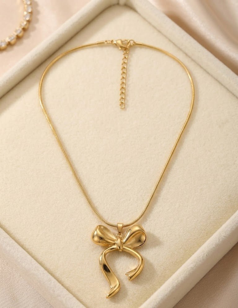 Blush Bow Pendant - Glimmer Hub