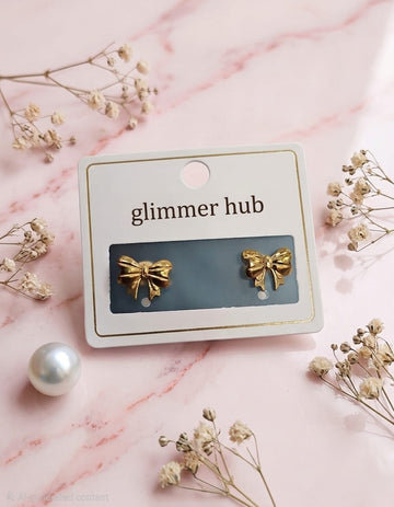 Elegant Gold Bow Knot Stud Earrings for Women - Glimmer Hub