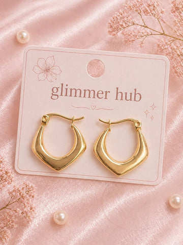 Gold V - Shaped Hoop Earrings – Modern Luxe Statement Design - Glimmer Hub