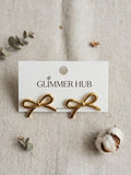 Golden Bow Knot Stud Earrings – Cute Minimal Elegant Design - Glimmer Hub