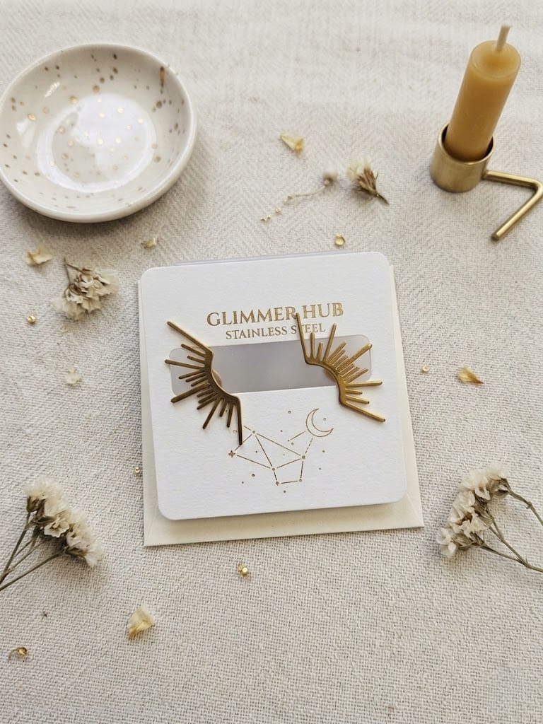 Golden Sunburst Ear Cuff Earrings – Celestial Statement Design - Glimmer Hub