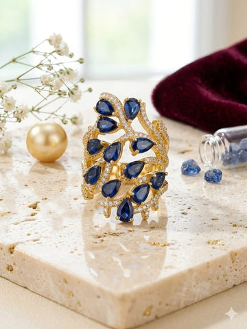 Pear - cut Sapphire Statement Ring - Glimmer Hub
