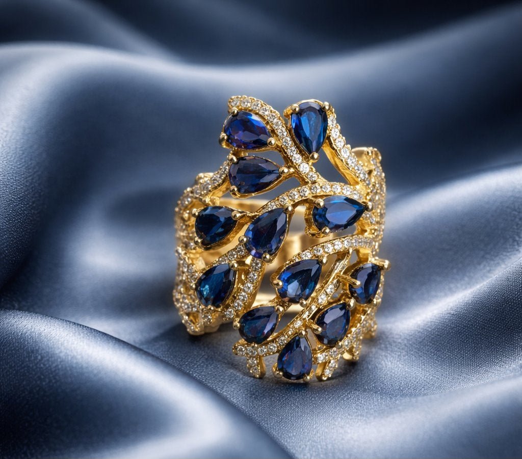 Pear - cut Sapphire Statement Ring - Glimmer Hub