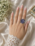 Royal Violet Bloom Statement Ring - Glimmer Hub